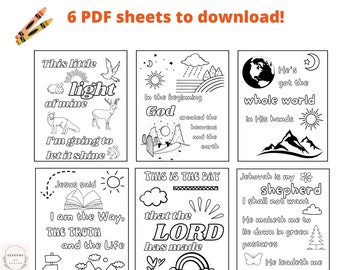 Bible & Song Colouring Pages for Young Kids - 6 sheets