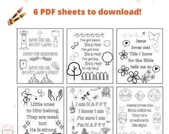 Bible Songs Colouring Pages for Young Kids - 6 sheets