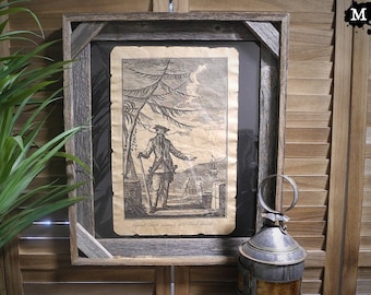 Smaller Captain Teach Commonly called Blackbeard Aged Document Frame not included