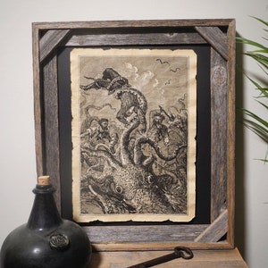 Kraken Pirate Ship Print Aged Document Frame not included