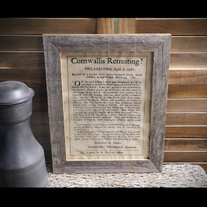 Cornwallis Retreating Colonial America Aged Document Frame not included