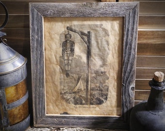 Captain Kidd Hanging in Chains Aged Document Frame not included