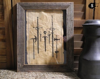 Medieval Swords Aged Document Frame not included