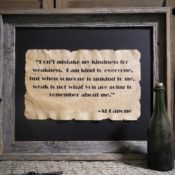 Al Capone Quote Prohibition Era Poster  aged Document Frame not included bar