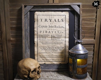 Tryals of Captain Jack Rackham Pirates Anne Bonny Mary Read Aged Document Frame not included