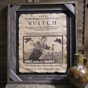 True discovery of a witch Aged Document Frame not included Witchcraft