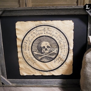 Death Poem Memento Mori Engraving Aged Document Frame not included