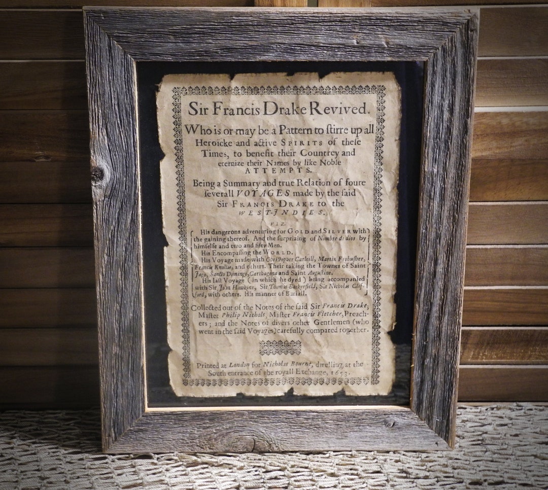 Sir Francis Drake Revived Print Aged Document Frame Not Included - Etsy