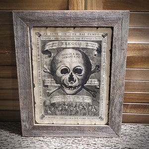 Memento Mori skull and crossbones aged Document Frame not included