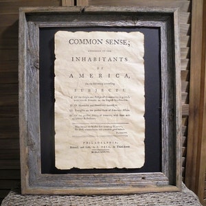 Common Sense Thomas Paine Colonial America Aged Document Frame not included AR08