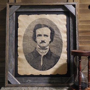 Edgar allan poe etch Aged Document Frame not included