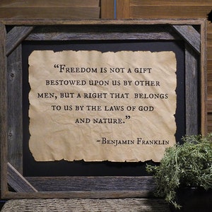 Benjamin Franklin Quote Colonial America Aged Document Frame not included AR01
