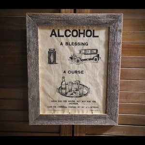 Prohibition Era Poster Al Capone Alcohol a blessing aged Document Frame not included