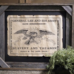General Lee&#39;s Surrender US Civil War Era Aged Document Frame not included