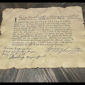 George Washington Oath of Allegiance Colonial America Aged Document Frame not included AR37 image 2