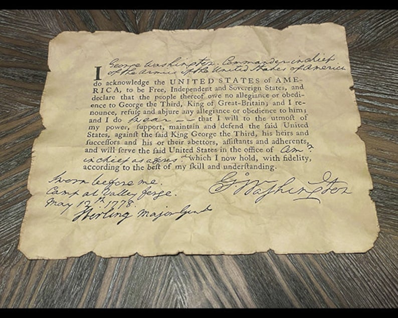 George Washington Oath of Allegiance Colonial America Aged Document Frame not included AR37 image 2