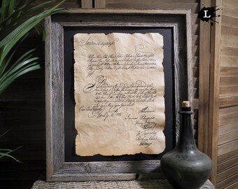 Death Sentence for Black Barts Men letter V02 Bartholomew Roberts Piracy Aged Document Frame not included