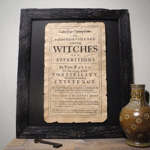 Plain Evidence concerning Witches Aged Document Frame not included Witchcraft