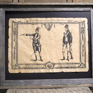 American General Uniform Colonial America Print Aged Document Frame not included