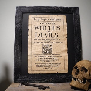 Smaller Cast out all witches and devils Aged Document Frame not included Witchcraft