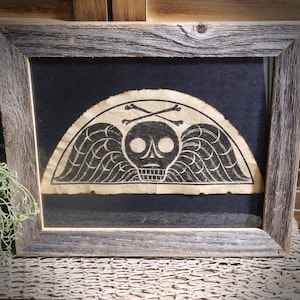 Death head Tombstone Granary Cemetery aged Document Frame not included Halloween