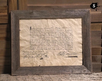 Benjamin Lincoln Oath of Allegiance Colonial America Aged Document Frame not included
