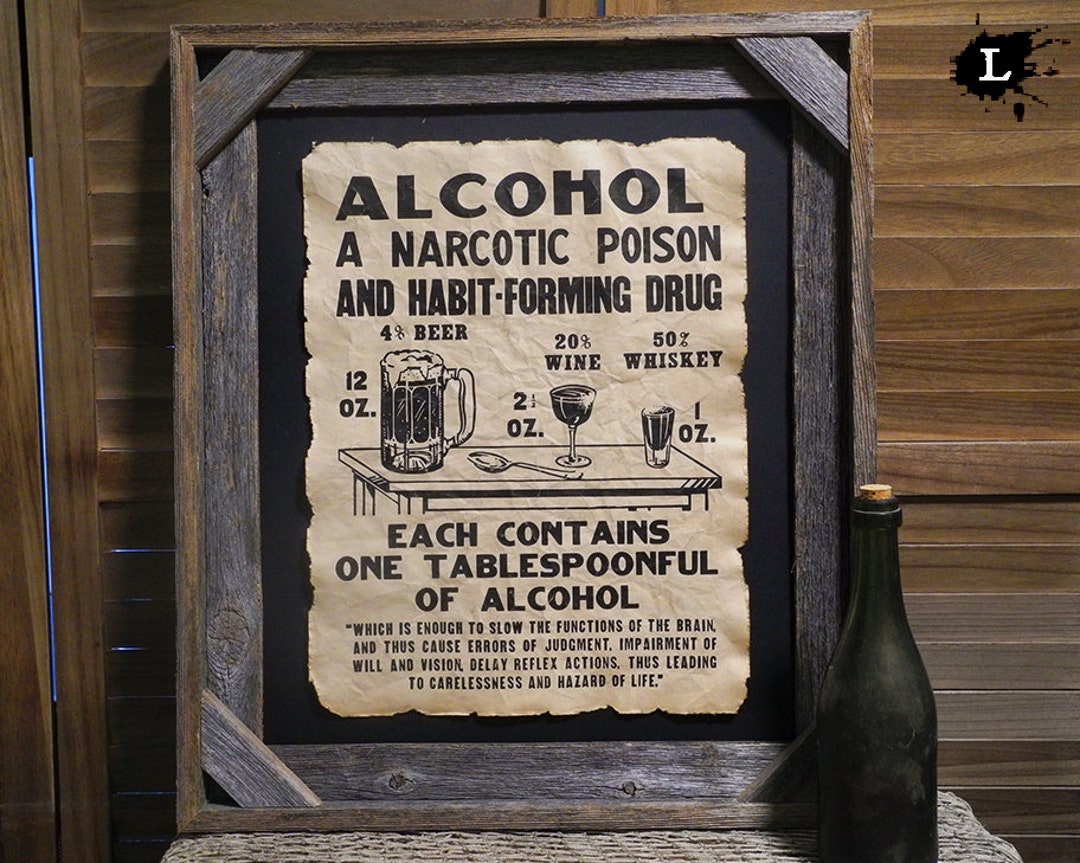 Poison Frame Alcohol a Narcotic Poison Prohibition Era Poster Aged Document Frame ...
