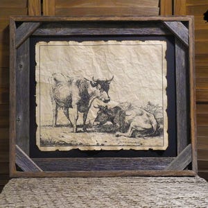 Cadre pour document de décoration de ferme avec gravure de vache non inclus