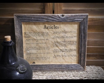Pirate Bartholomew Roberts Black Bart Ship Articles Aged Document Frame not included