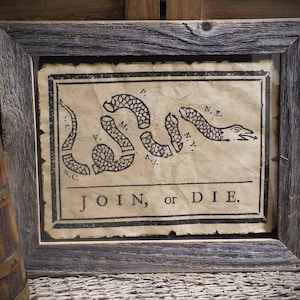 Join or Die Colonial America Aged Document Frame not included AR42