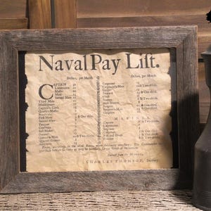 American Revolution Naval Pay Colonial America Aged Document Frame not included