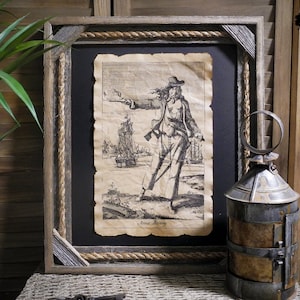 Pirate Anne Bonny etch Aged Document Frame not included