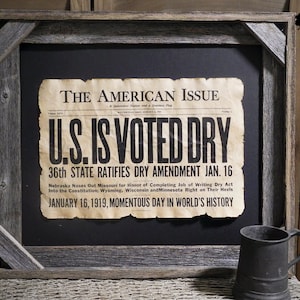 Prohibition Era Poster Al Capone U.S is voted dry poster aged Document Frame not included bar decor