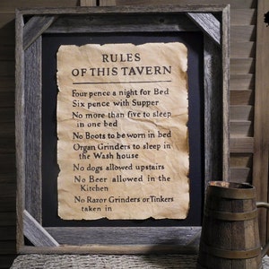 Rules of this Tavern Aged Document Frame not included