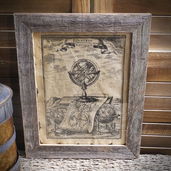 armillary sphere Aged Document Frame not included