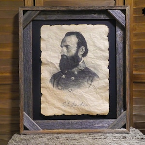 Stonewall Jackson Portrait US Civil War Era Aged Document Frame not included
