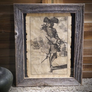 Pirate Bartholomew Roberts Black Bart etch Aged Document Frame not included