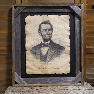 Abraham Lincoln Portrait US Civil War Era Aged Document Frame not included