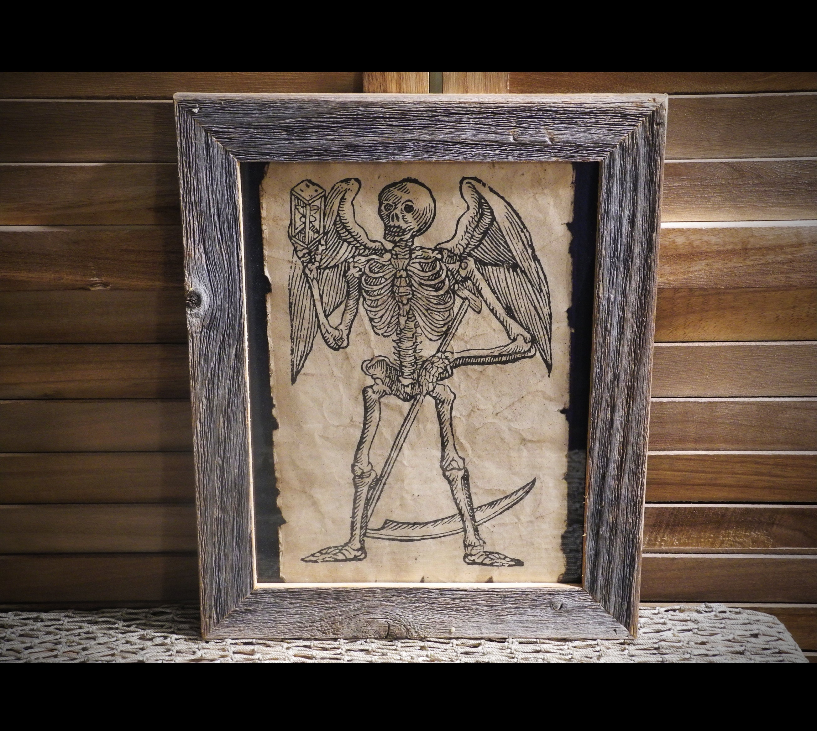 Death With Scythe Woodcut Aged Document Frame Not Included - Etsy