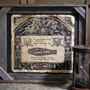 Memento Mori woodcut aged Document Frame not included Skull