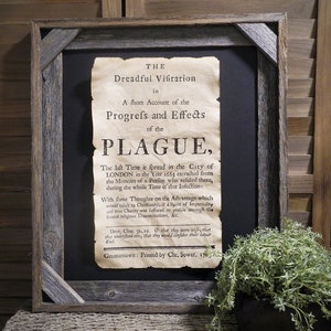 Progress and effects of the plague Plague Doctor Black Death Aged Document Frame not included