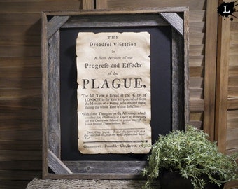 Progress and effects of the plague Plague Doctor Black Death Aged Document Frame not included