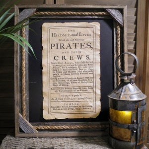 The History and lives of all the most notorious pirates and their crews Aged Document Frame not included