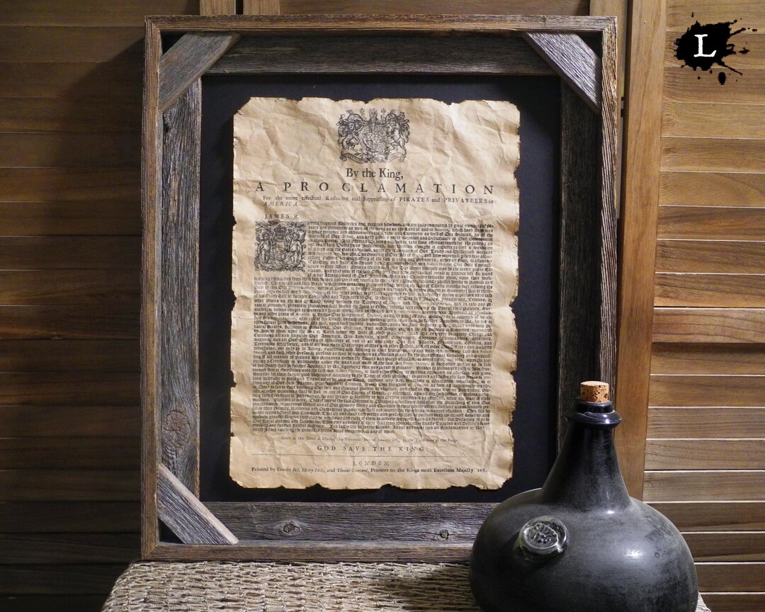 Us Proclamation Frame Surpressing Pirates and Privateers in America Proclamation Print Aged ...
