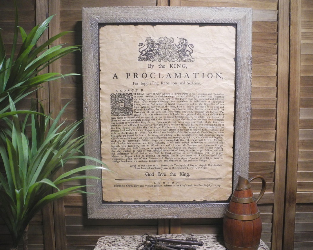 Large Size 1775 Proclamation for Suppressing Rebellion and Etsy