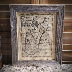 Madagascar Map Etch Pirates Aged Document Frame not included image 1