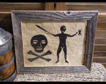 Walter Kennedy Jolly Roger Flag Piracy Aged Document Frame not included