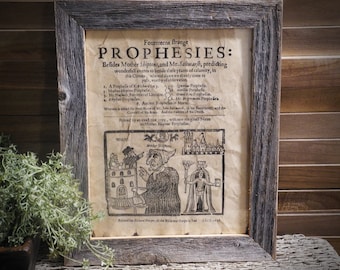 Mother Shipton Prophesies Aged Document Frame not included Witchcraft