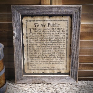 Tea Ship Colonial America Aged Document Frame not included AR22