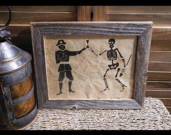 Black Bart Bartholomew Roberts Jolly Roger Flag Piracy Aged Document Frame not included